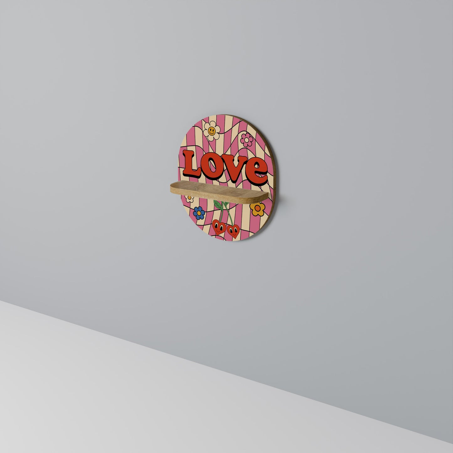 ROCKING LOVE Mensola ovale per opere d'arte in effetto rovere