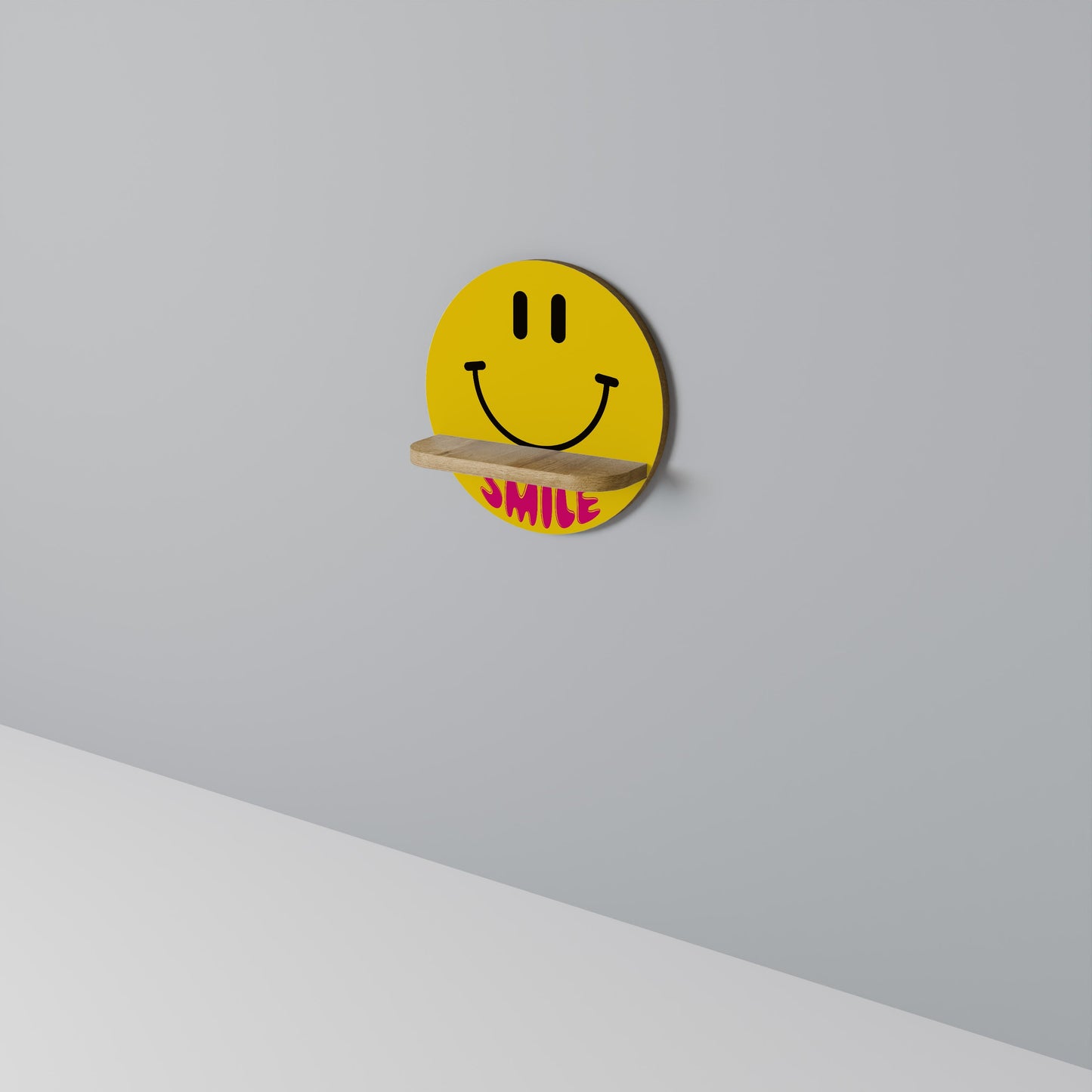 KEEP SMILING Mensola rotonda per arte in effetto rovere