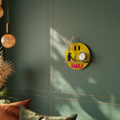 KEEP SMILING Mensola rotonda per arte in effetto rovere