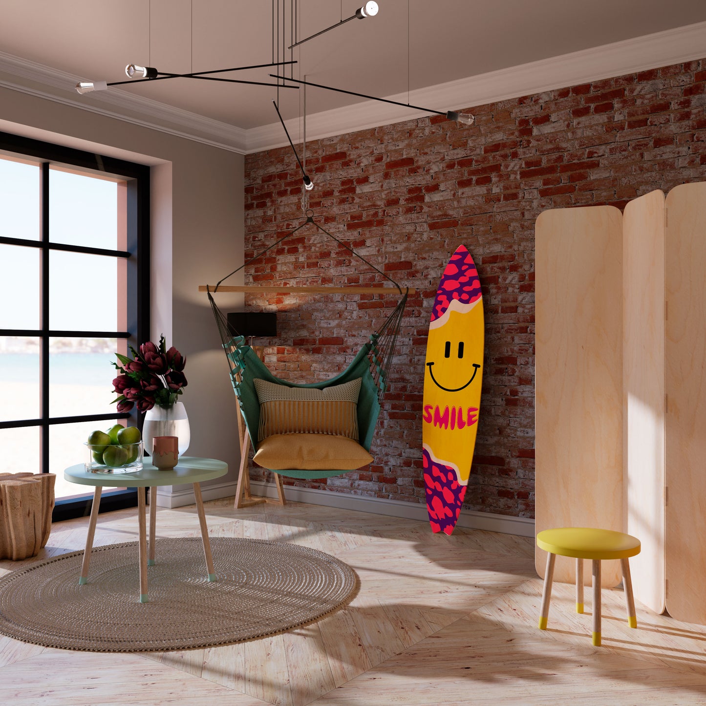 KEEP SMILING Decorative Plywood Surfboard