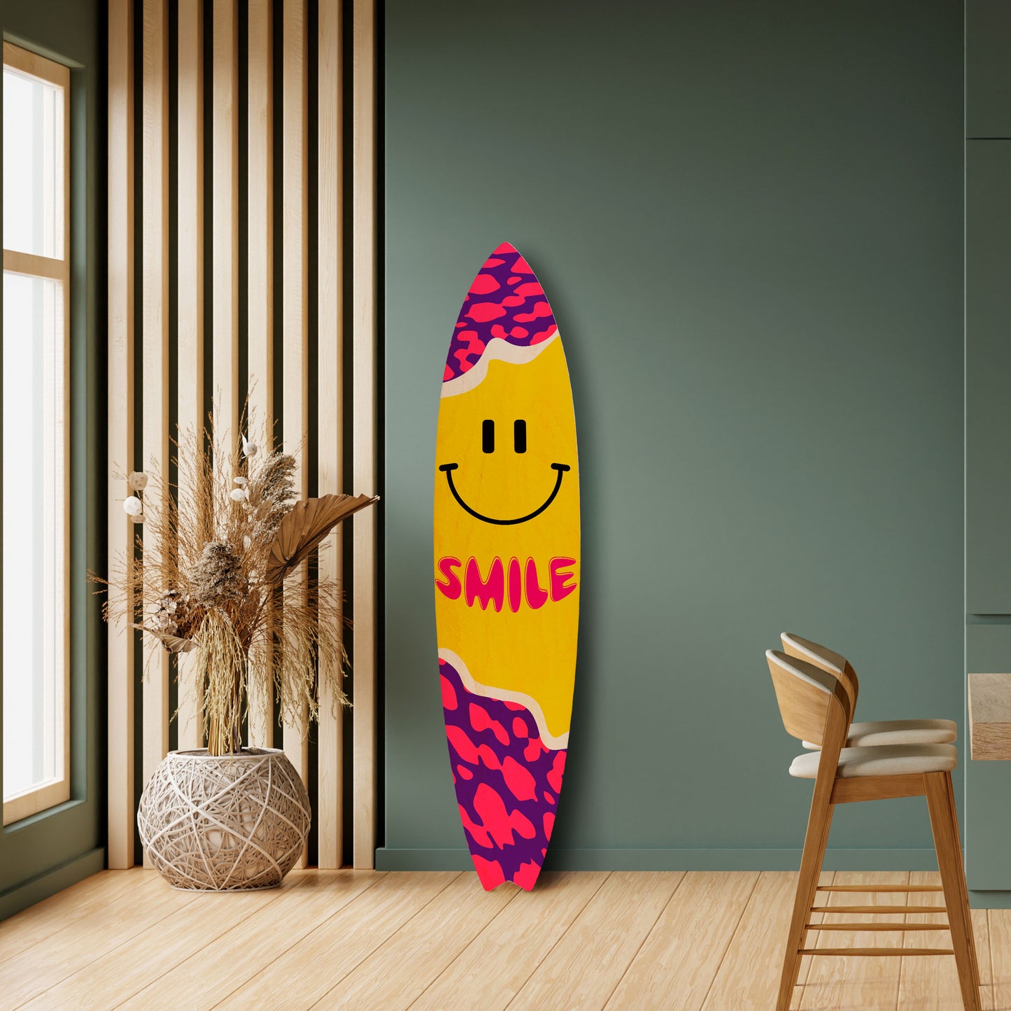 KEEP SMILING Decorative Plywood Surfboard