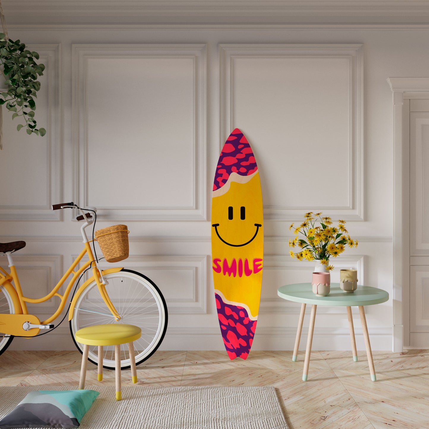 KEEP SMILING Decorative Plywood Surfboard