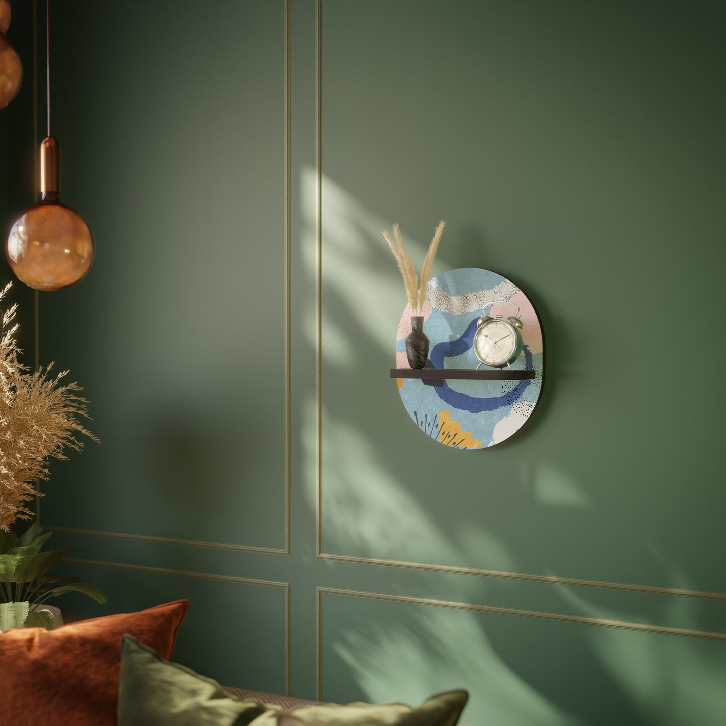 DREAMY SWIRLS Mensola ovale per opere d'arte in finitura nera
