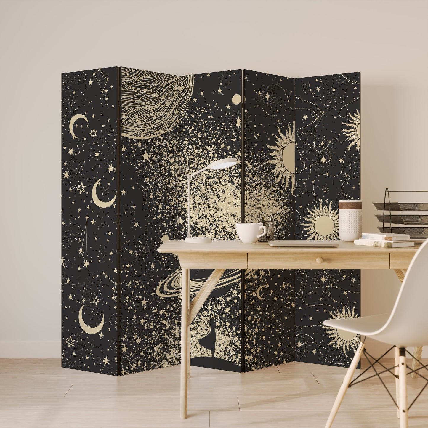 BRILLIANT UNIVERSE Divisorio decorativo per ambienti a 5 pannelli