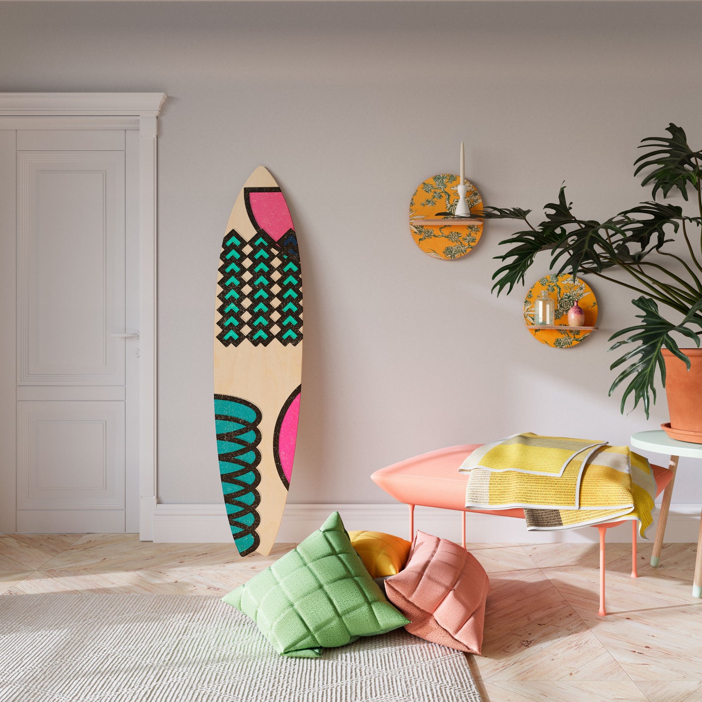 GEOMETRIC RHAPSODY Decorative Plywood Surfboard