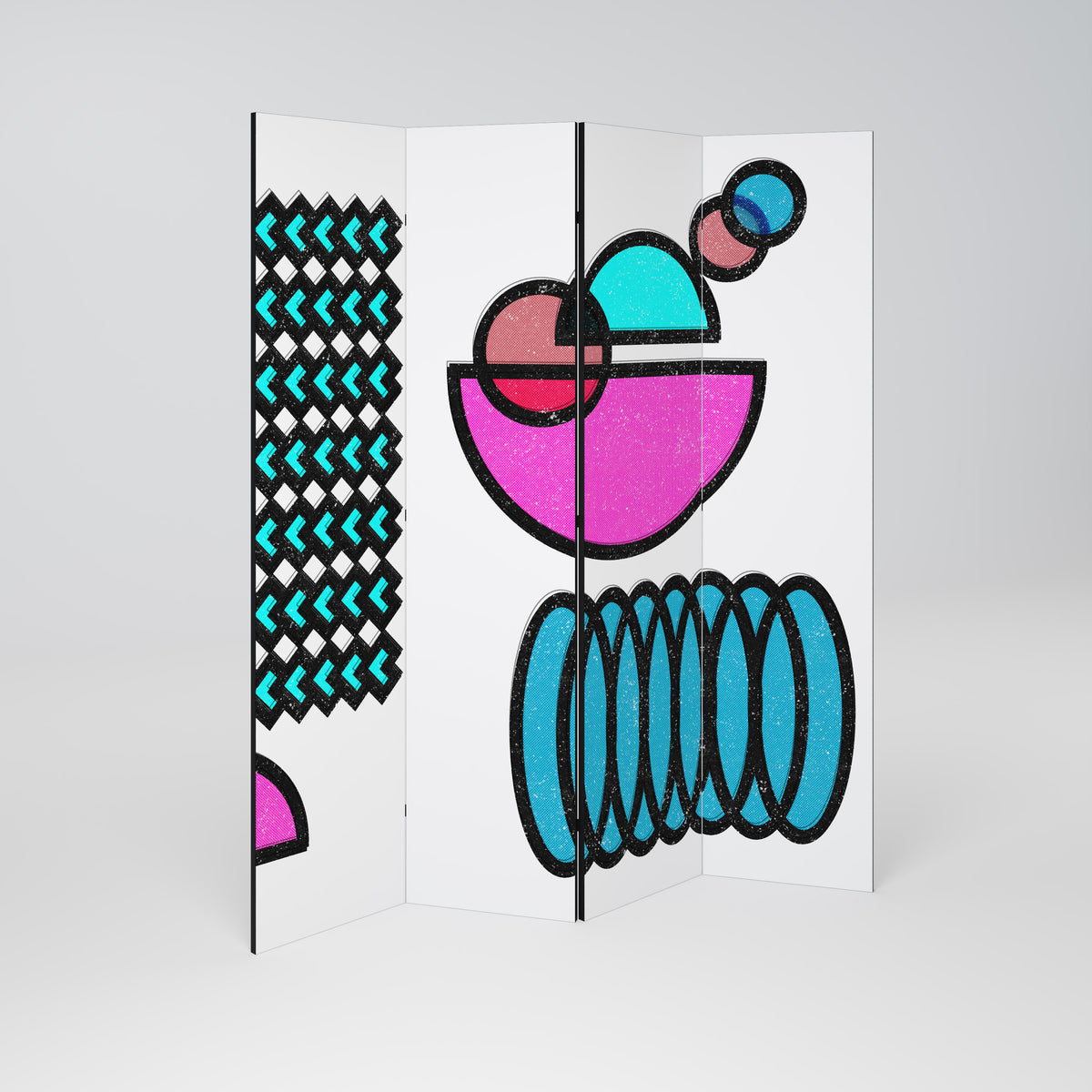 GEOMETRIC RHAPSODY Decorative 4-Panel Room Divider