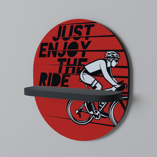ENJOY THE RIDE Oval Art Shelf In Black Finish