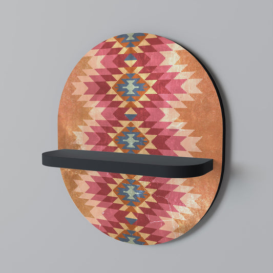 INDIAN FOLK Oval Art Shelf In Black Finish