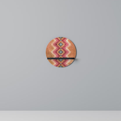 INDIAN FOLK Round Art Shelf In Black Finish