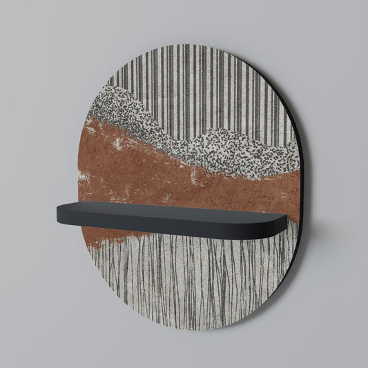 STRIPED TERRAIN Oval Art Shelf In Black Finish