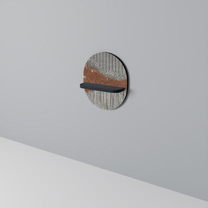 STRIPED TERRAIN Oval Art Shelf In Black Finish