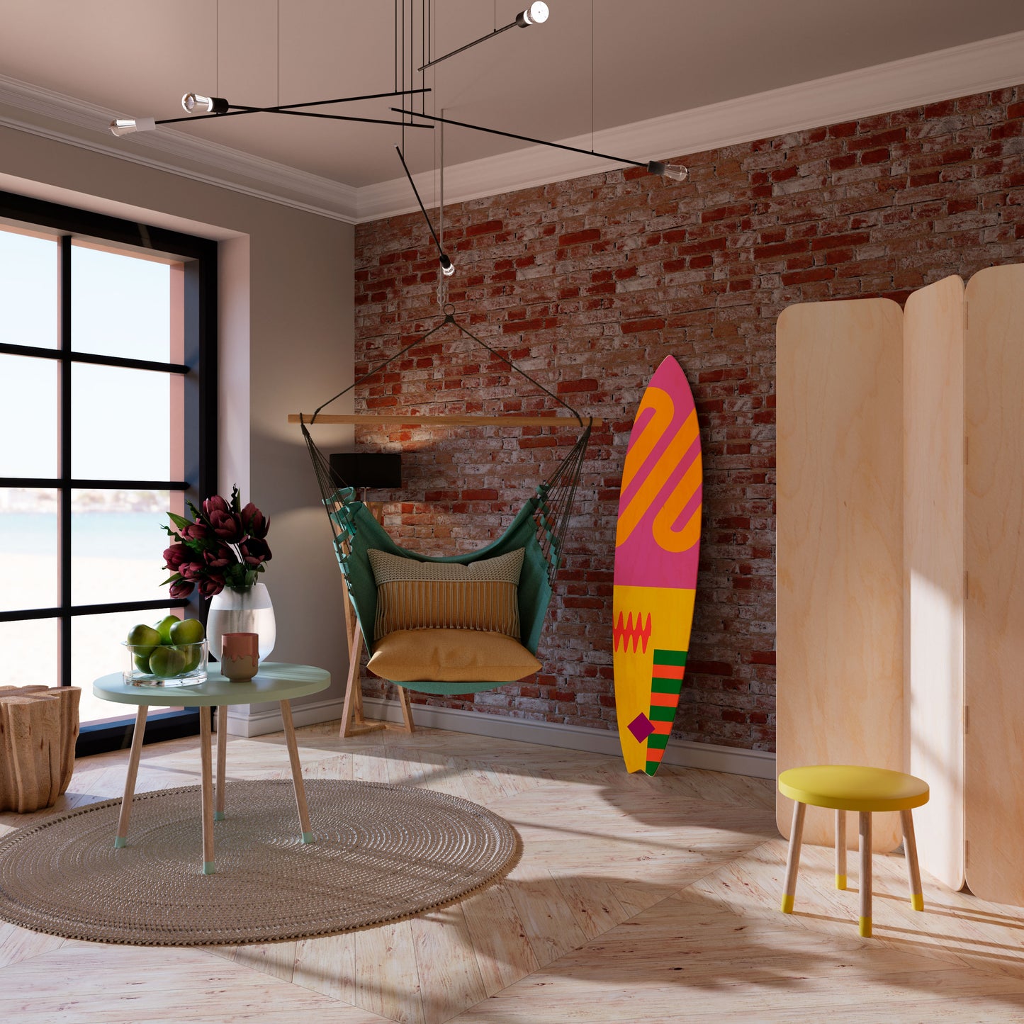 VIVID VIBRATIONS Decorative Plywood Surfboard