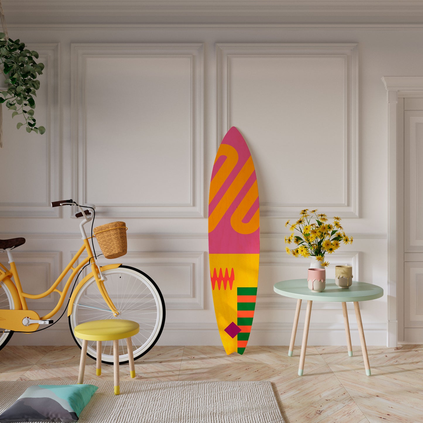 VIVID VIBRATIONS Decorative Plywood Surfboard