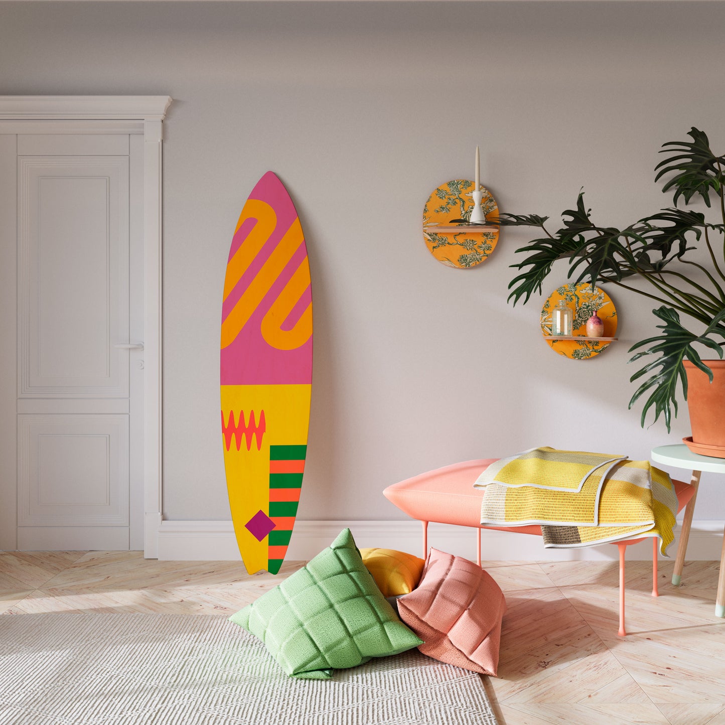 VIVID VIBRATIONS Decorative Plywood Surfboard