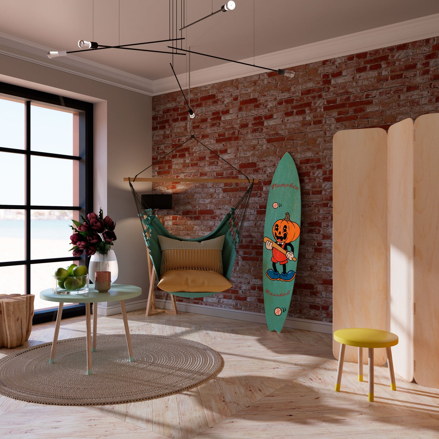 PUMPKIN BASEBALL Surfboard Decorative Panel