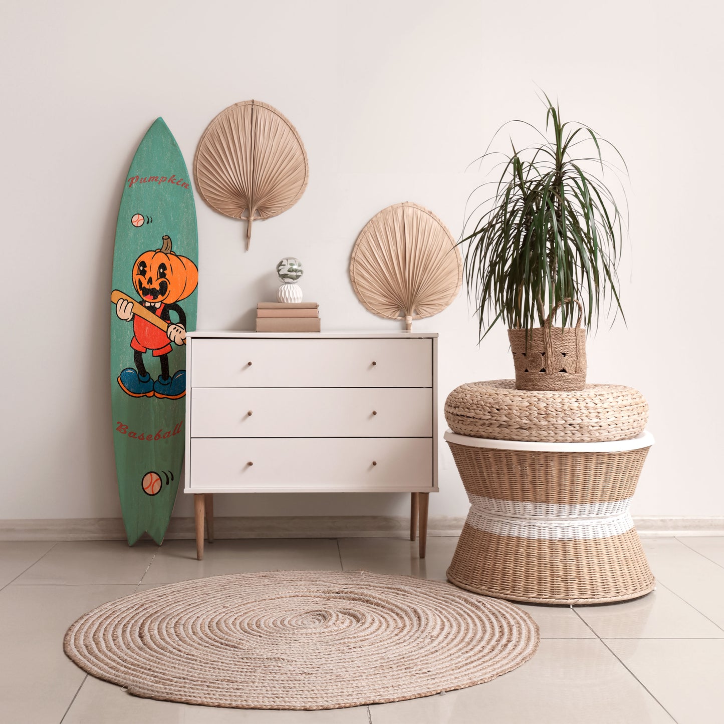PUMPKIN BASEBALL Tavola da surf decorativa in compensato