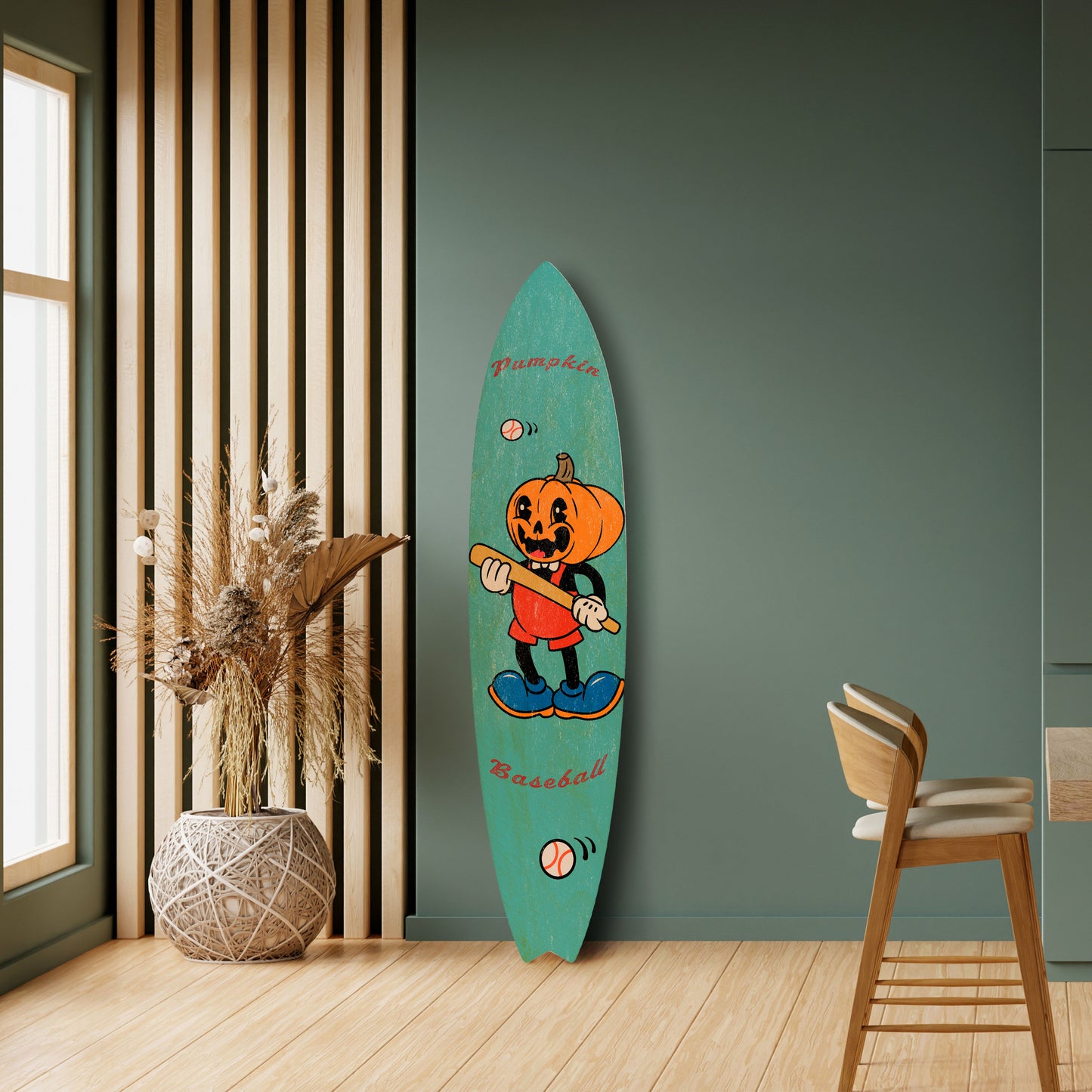 PUMPKIN BASEBALL Tavola da surf decorativa in compensato