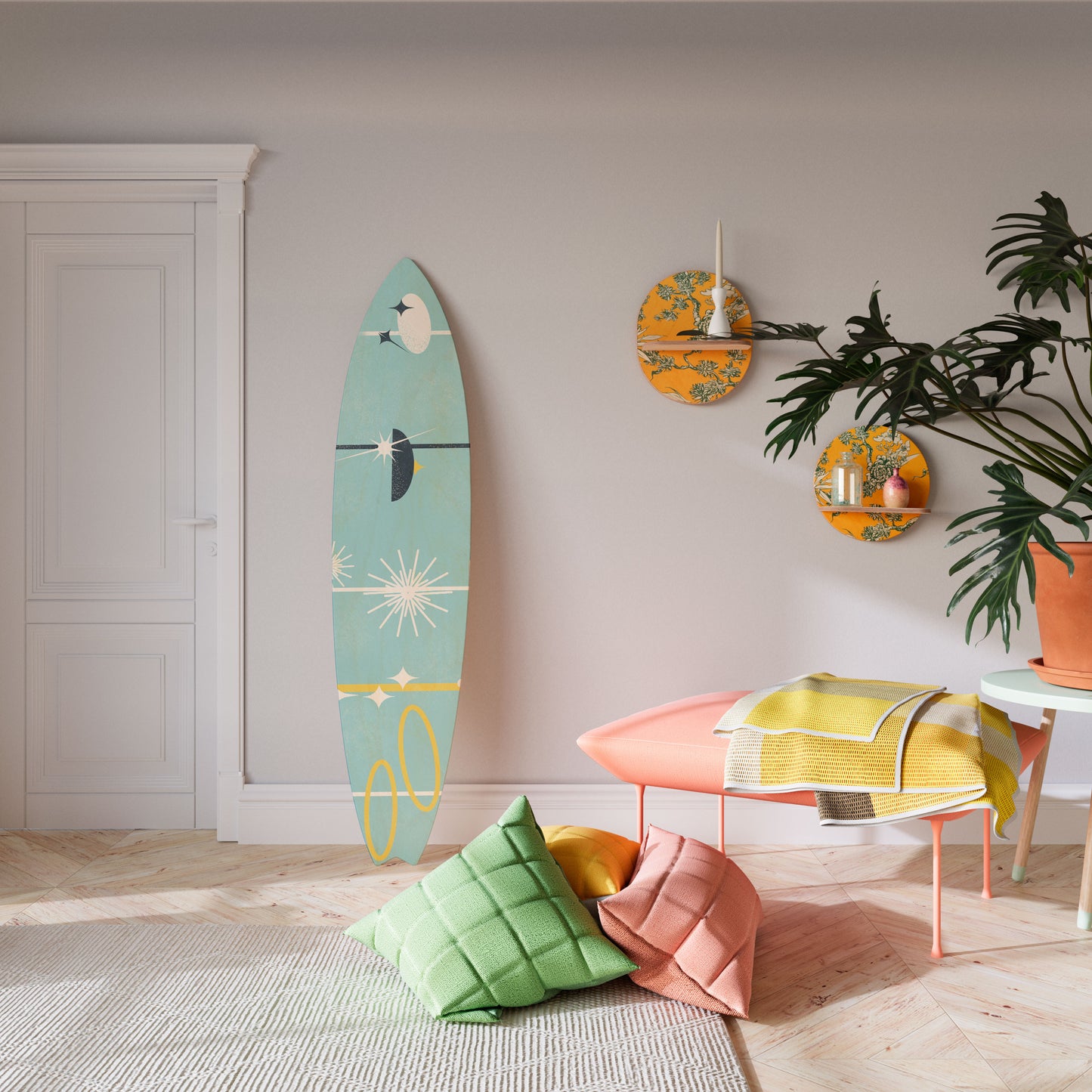 PATHS TO HAPPINESS Decorative Plywood Surfboard