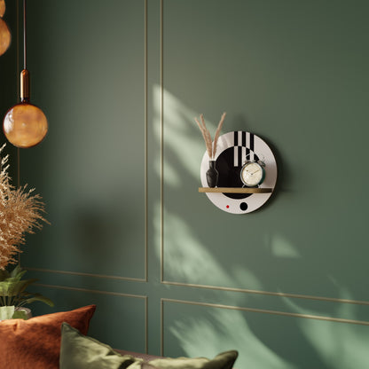 COMBINAZIONE BIANCO E NERO Mensola rotonda in effetto rovere