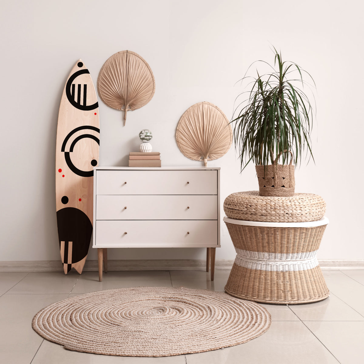 BLACK AND WHITE COMBINATION Surfboard Decorative Panel