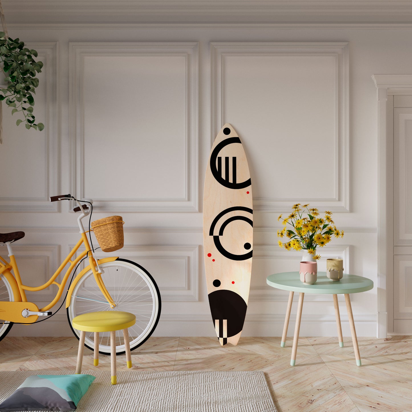 BLACK AND WHITE COMBINATION Decorative Plywood Surfboard