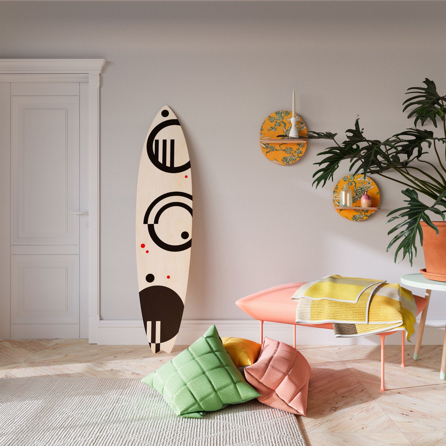 BLACK AND WHITE COMBINATION Decorative Plywood Surfboard