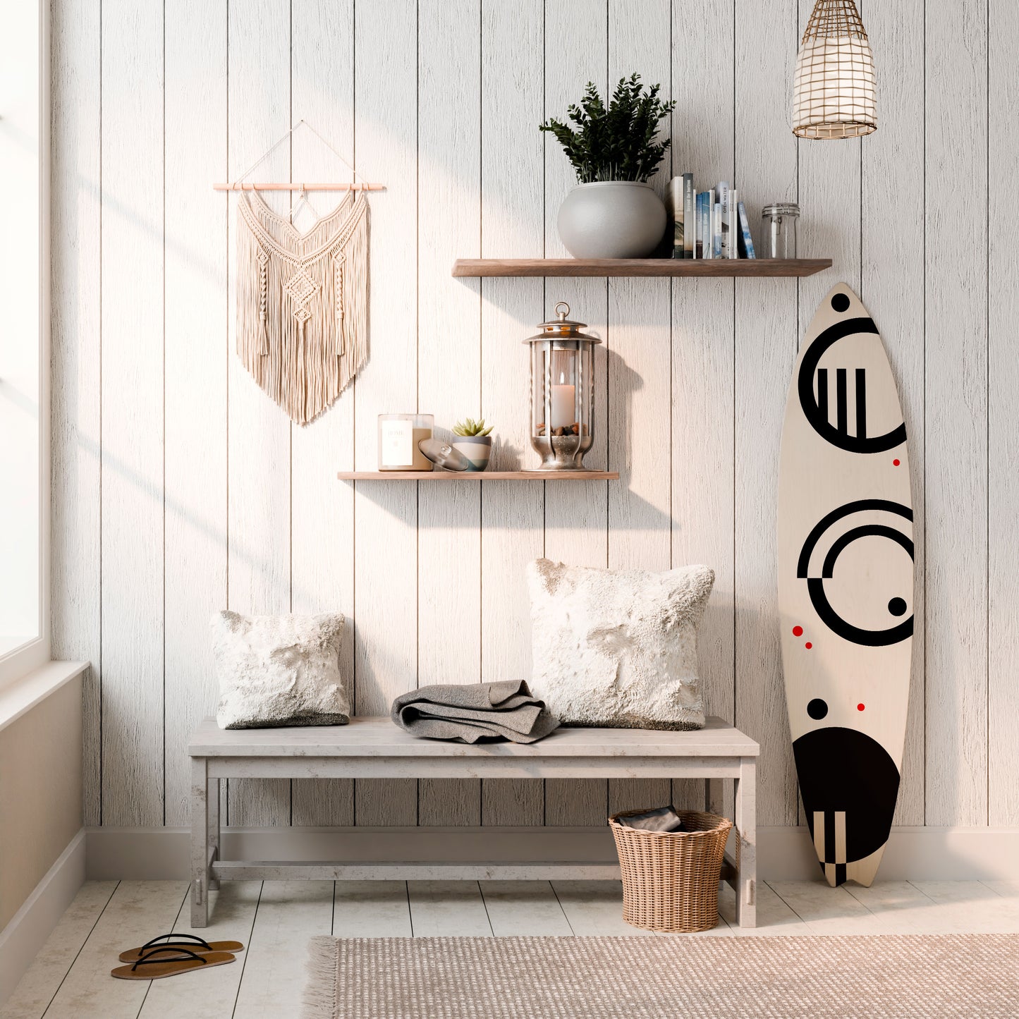 BLACK AND WHITE COMBINATION Decorative Plywood Surfboard