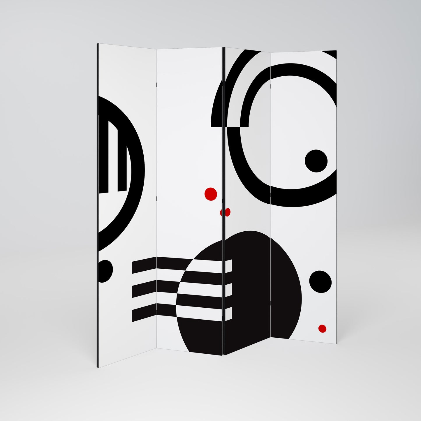 COMBINAZIONE BIANCO E NERO Divisorio decorativo per ambienti a 4 pannelli