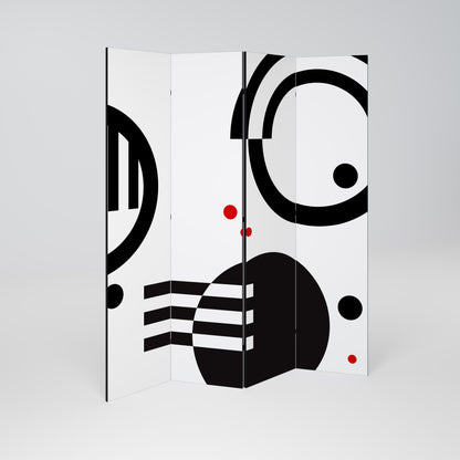 COMBINAZIONE BIANCO E NERO Divisorio decorativo per ambienti a 4 pannelli