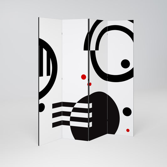 COMBINAZIONE BIANCO E NERO Divisorio decorativo per ambienti a 4 pannelli