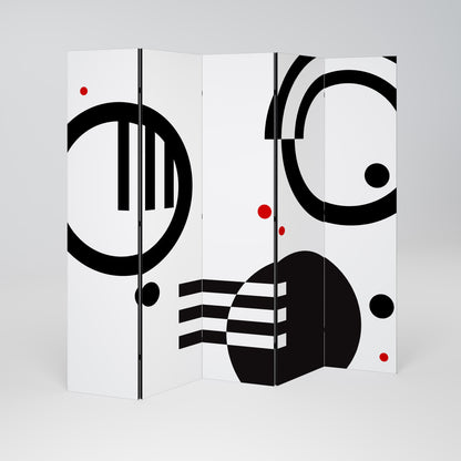 COMBINAZIONE BIANCO E NERO Divisorio decorativo per ambienti a 5 pannelli