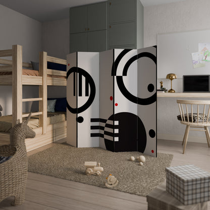 COMBINAZIONE BIANCO E NERO Divisorio decorativo per ambienti a 5 pannelli