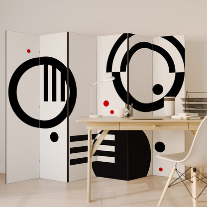 COMBINAZIONE BIANCO E NERO Divisorio decorativo per ambienti a 6 pannelli