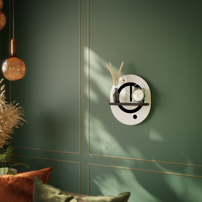 MINIMAL DOTS Oval Art Shelf In Black Finish