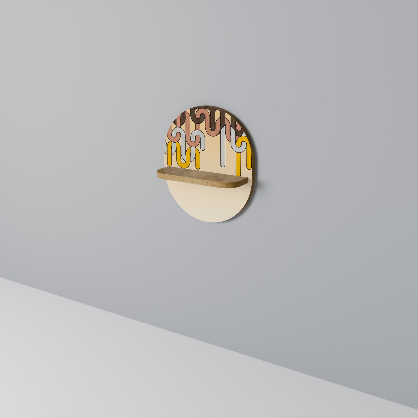 COLORFUL STRINGS Oval Art Shelf In Oak Effect