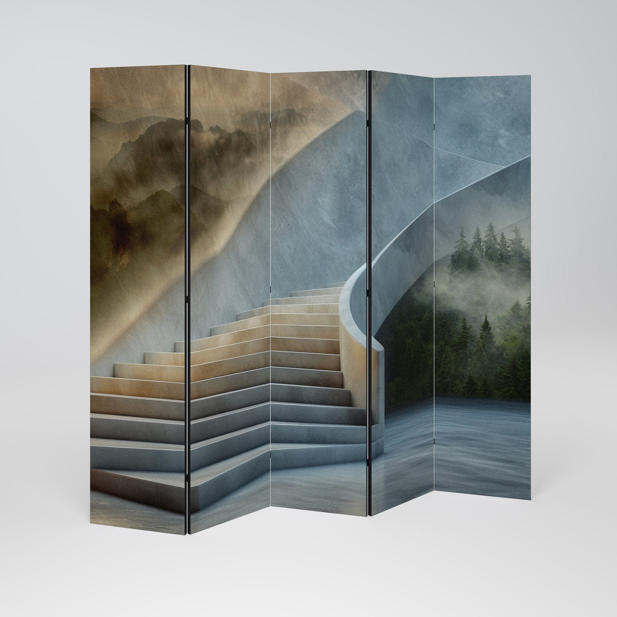 STEPS TO SERENITY Decorative 5-Panel Room Divider