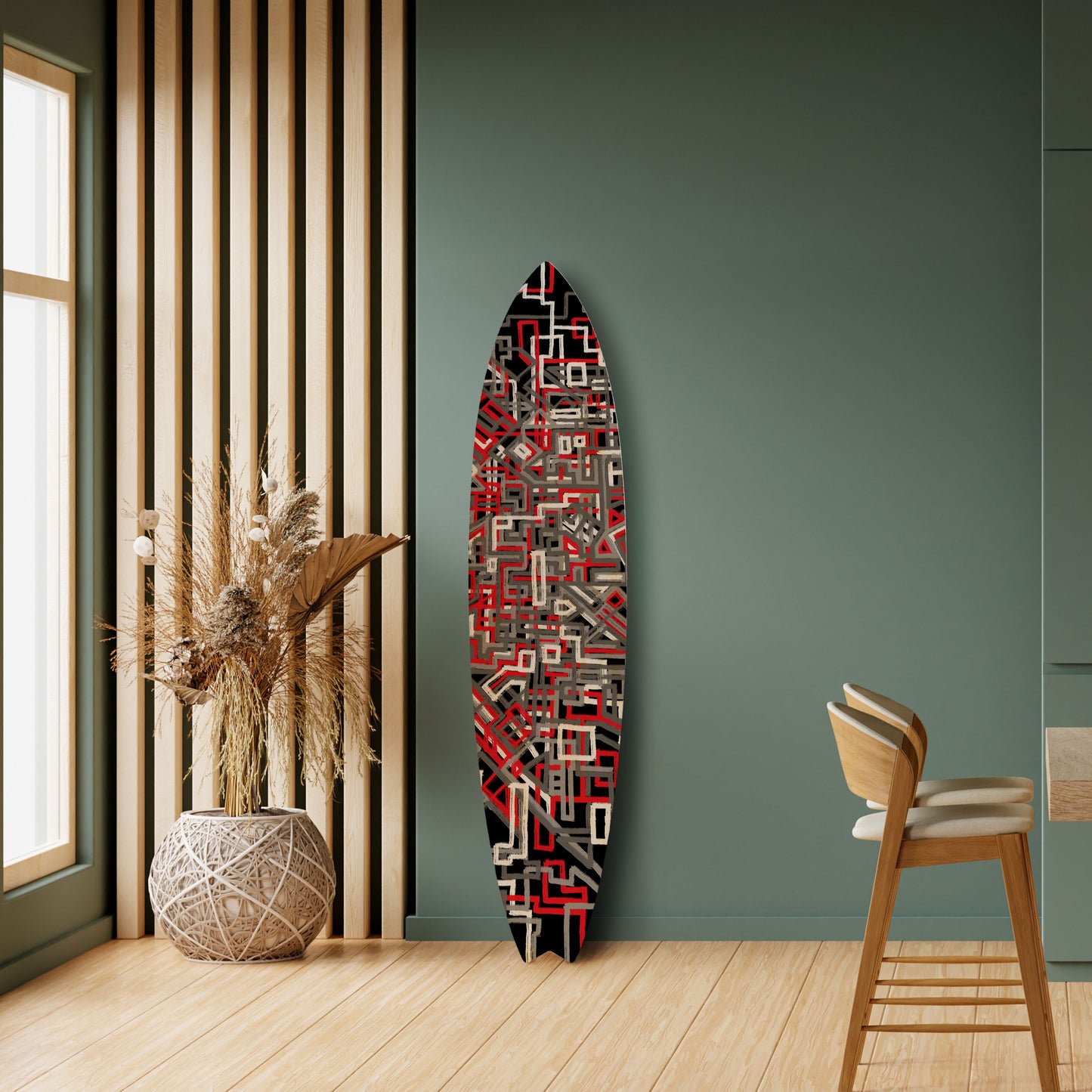 BROKEN LINES Decorative Plywood Surfboard