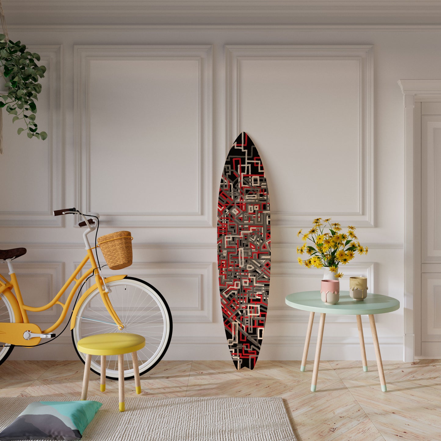 BROKEN LINES Decorative Plywood Surfboard