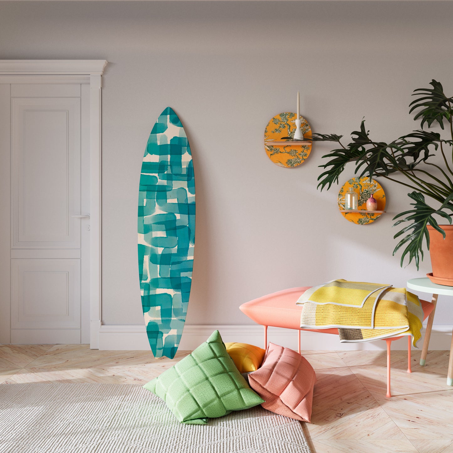 TURQUOISE RECTANGLES Surfboard Decorative Panel