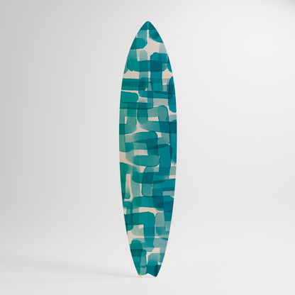 TURQUOISE RECTANGLES Decorative Plywood Surfboard