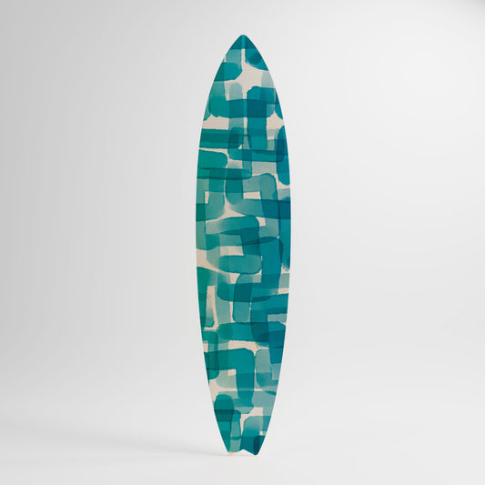 TURQUOISE RECTANGLES Decorative Plywood Surfboard