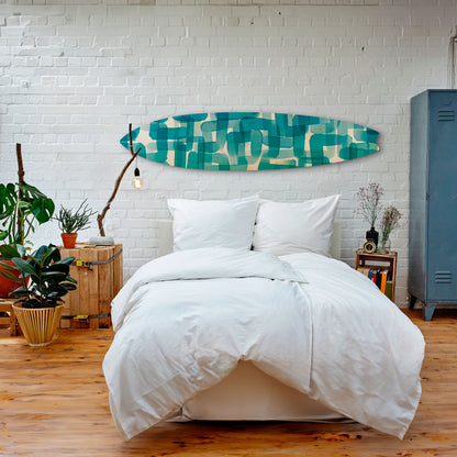 TURQUOISE RECTANGLES Decorative Plywood Surfboard