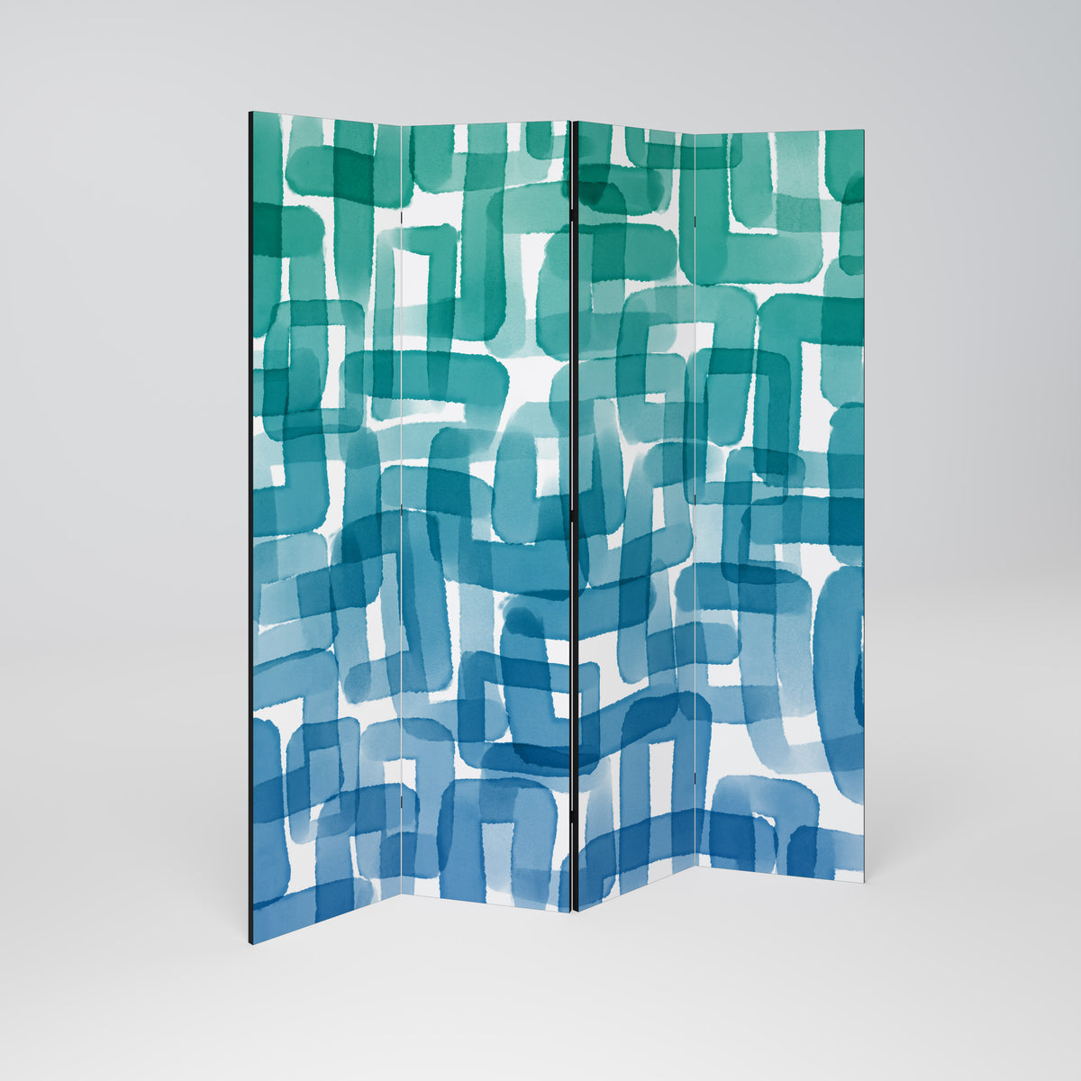 TURQUOISE RECTANGLES Paravento Decorativo a 4 Pannelli