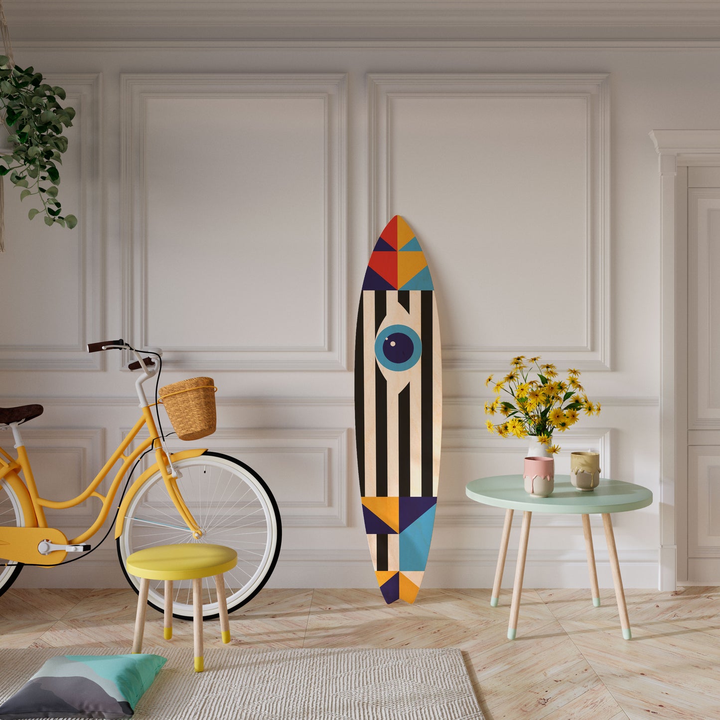 ABSTRACTION AND GEOMETRY Decorative Plywood Surfboard