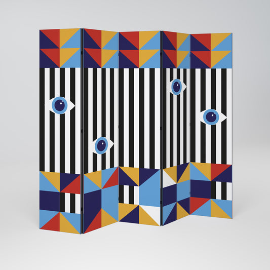ASTRAZIONE E GEOMETRIA Divisorio decorativo per ambienti a 5 pannelli