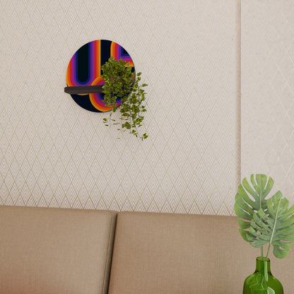 BLINDED BY THE LIGHTS Round Art Shelf In Black Finish