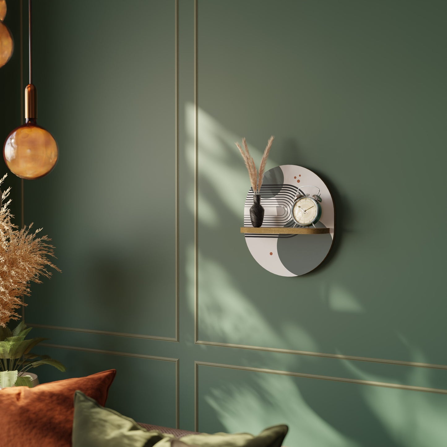 Mensola artistica ovale ORBITAL DECOR in effetto rovere