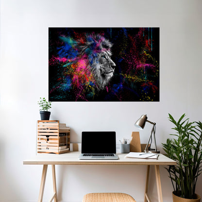Poster orizzontale staccabile e attaccabile LION ARTISTRY