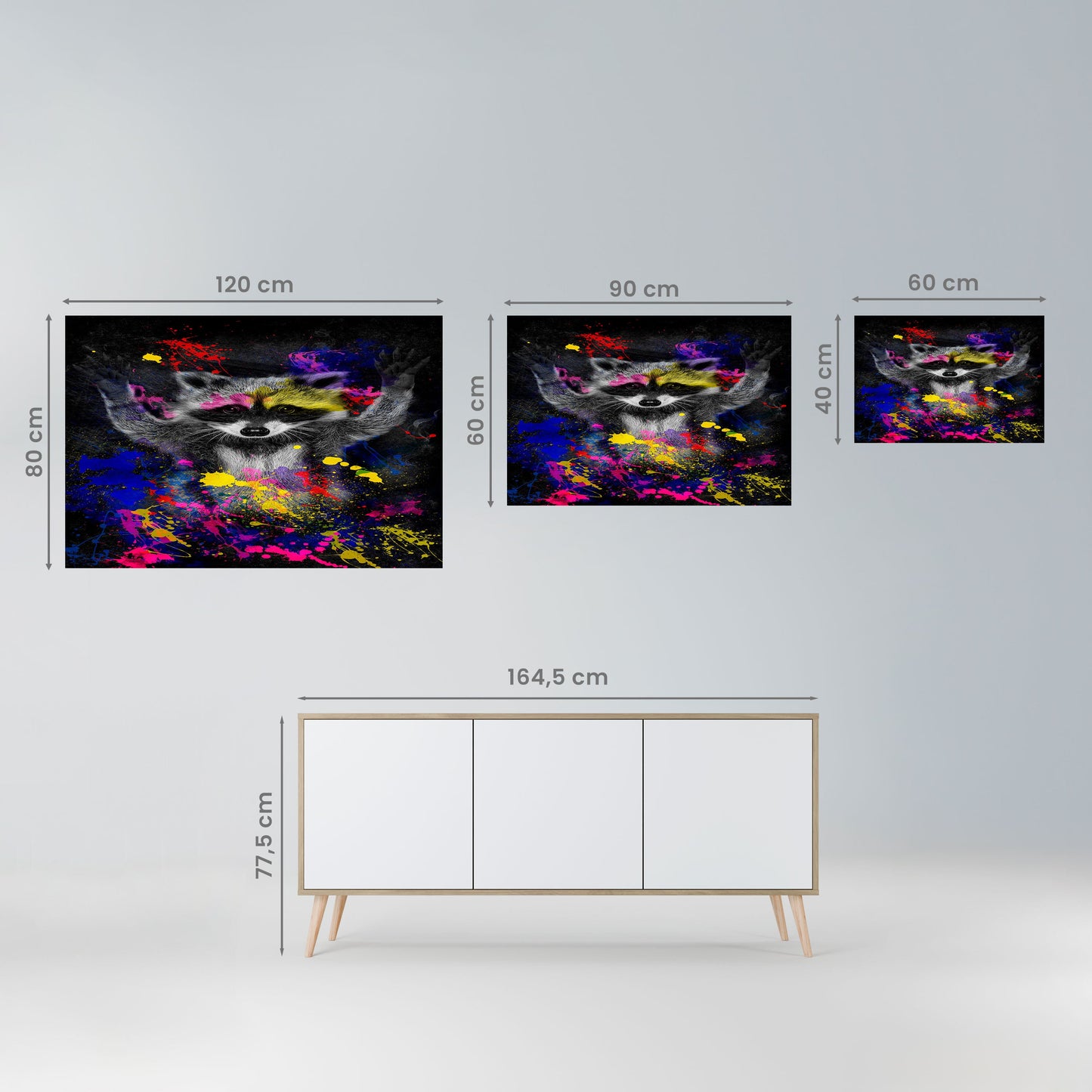RACCOON ARTISTRY Poster orizzontale staccabile e attaccabile