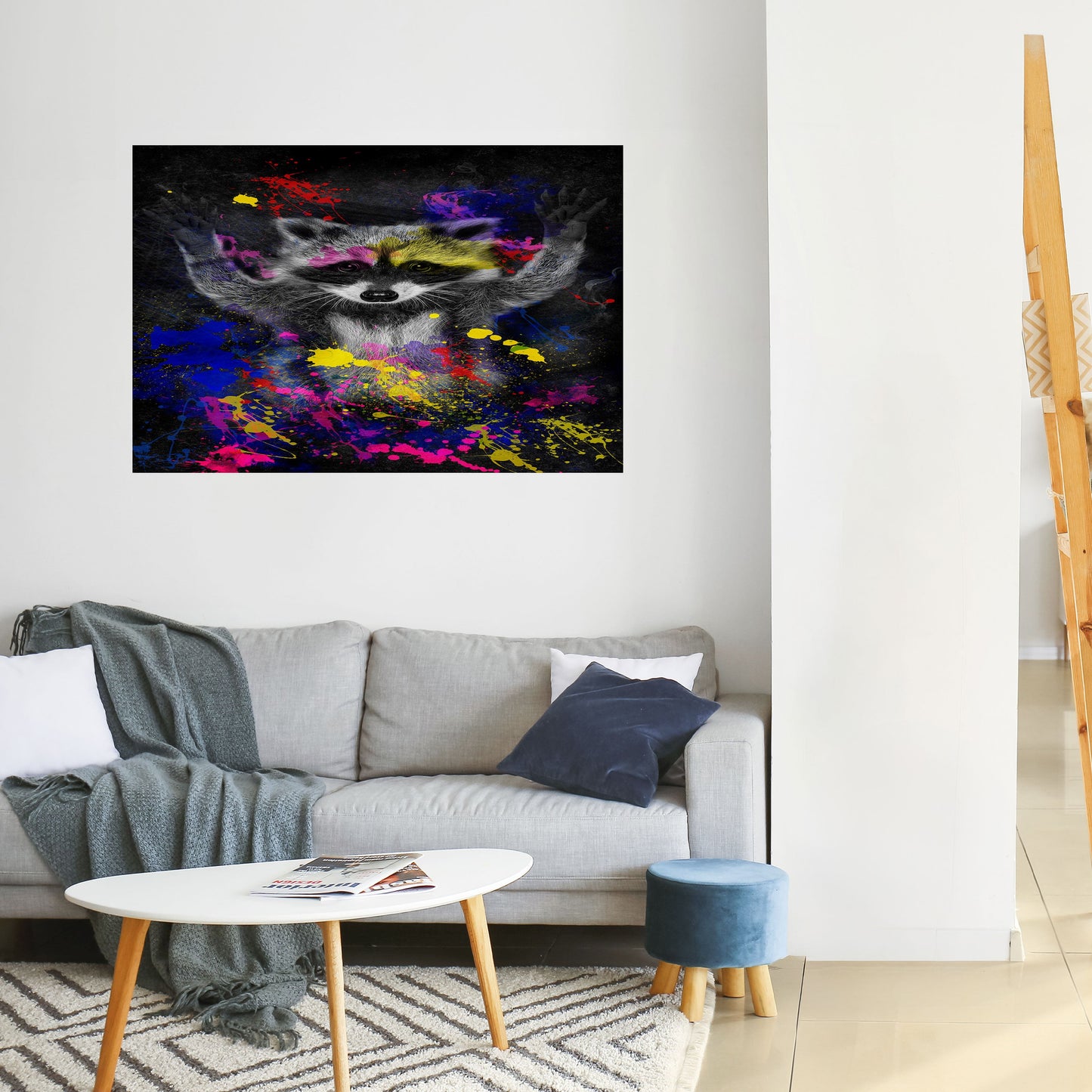 RACCOON ARTISTRY Poster orizzontale staccabile e attaccabile